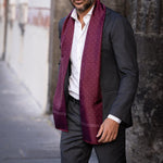 Handmade burgundy polka dot Italian silk dress scarf for men