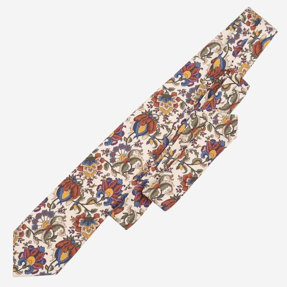 Cream Floral Italian Madder Silk Tie