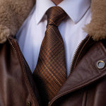 Prince of Wales checked designer silk tie