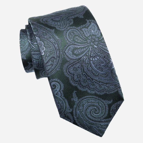 Formal Green Paisley Handmade Italian Silk Tie