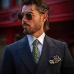 Green paisley Italian designer silk tie