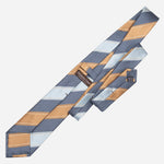 Blue and Copper Striped Italian Silk Tie