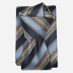 Italian Blue and Grey Stripes Silk Tie