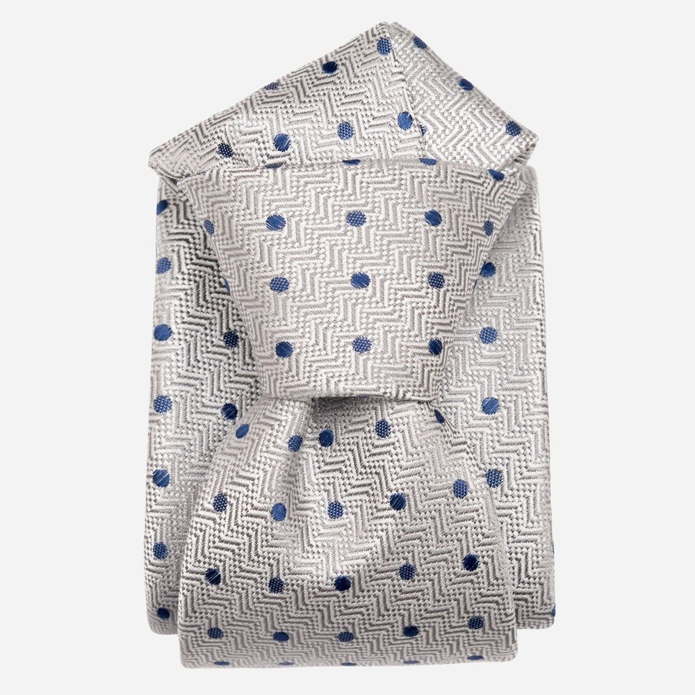 Grey Polka Dot Italian Handmade Silk Tie