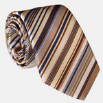 men's luxury tan and blue italian silk striped tie