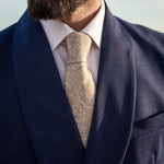 luxury handmade ivory paisley Italian silk tie.