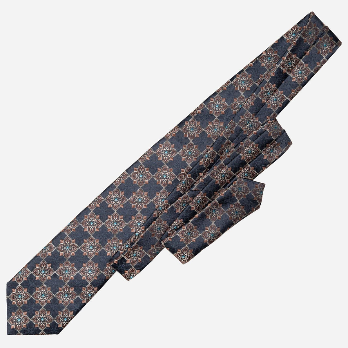 Handmade Navy and Copper Rose Silk Tie