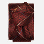 Italian Dark Red Plaid Handmade Silk Tie