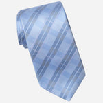 Sky Blue Italian Plaid Silk Tie for Men