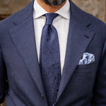 handmade in Italy woven silk blue paisley tie for suits