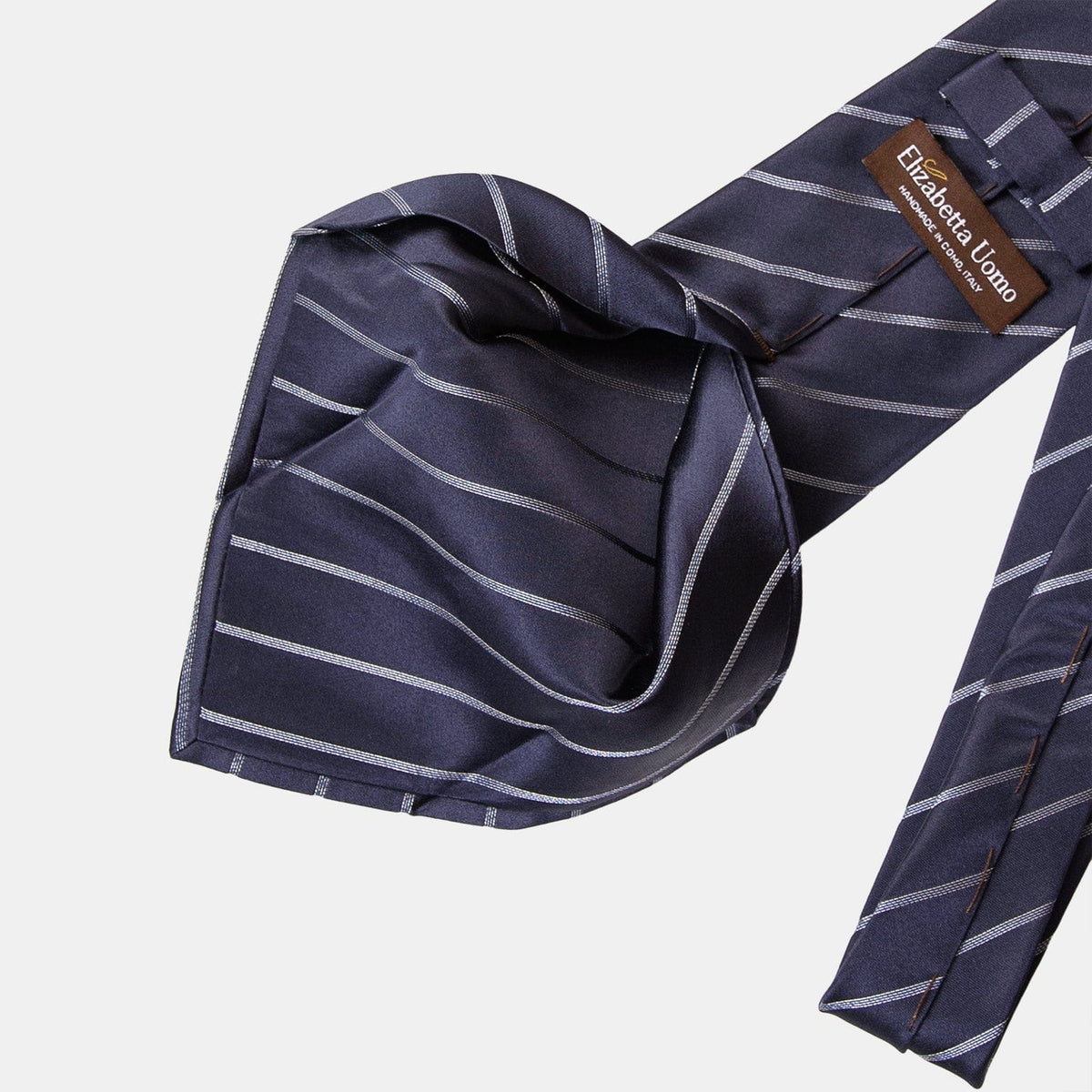 Navy Blue Italian Silk Striped Tie