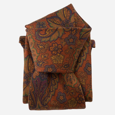 Orange Floral Italian Madder Silk Tie