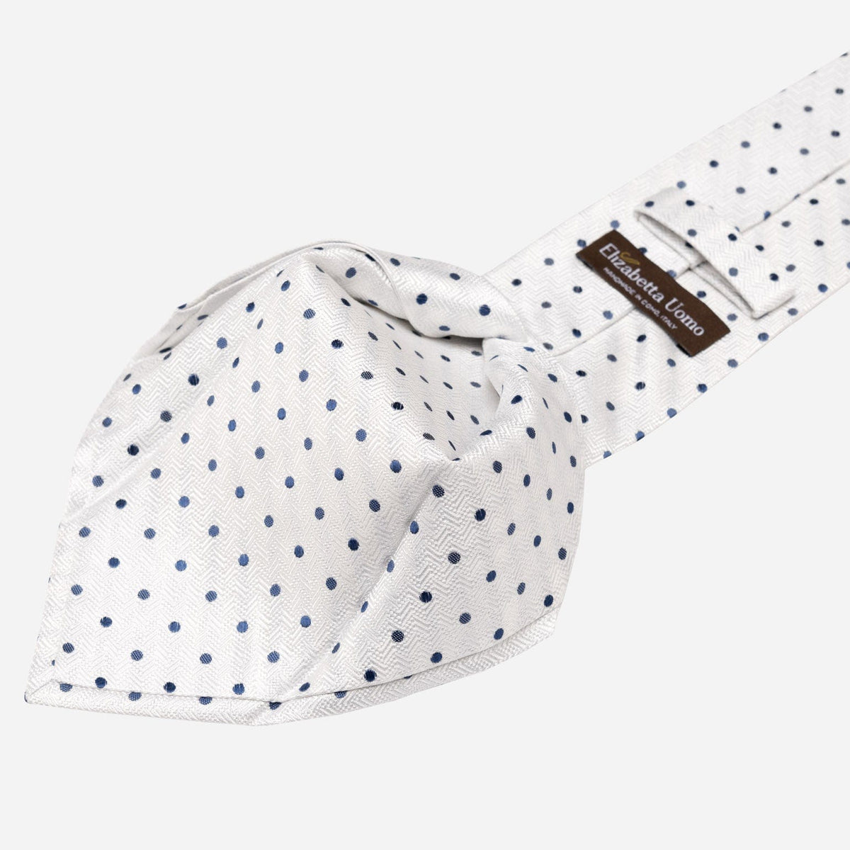 White Polka Dot Italian Silk Handmade Tie