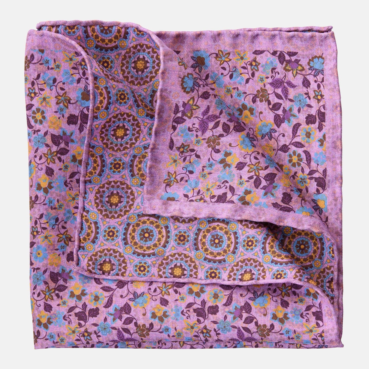 Pink Floral Silk Pocket Square - Handrolled