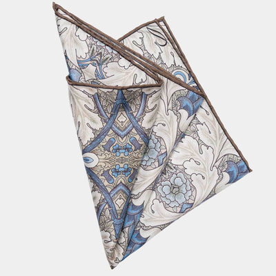 Londra - Pochette en soie - Bleu et beige