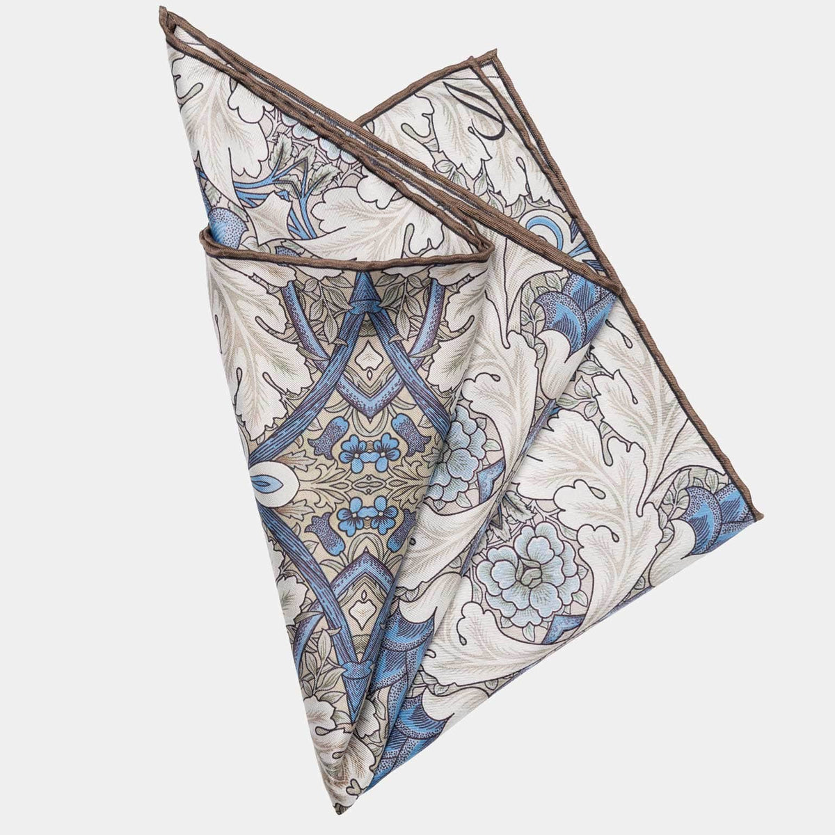 Londra - Pochette en soie - Bleu et beige