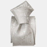 Silver Pearl Silk Paisley Formal Tie - Made in Italy