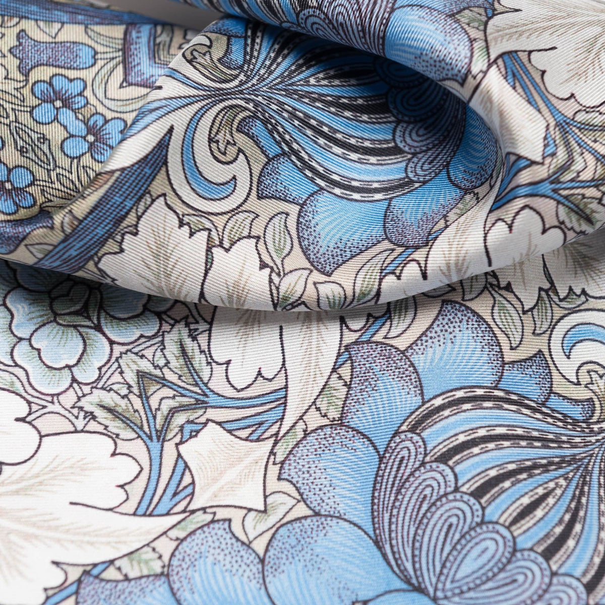 Blue and Tan Silk Italian Suit Pocket Square