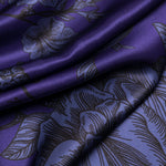 Indigo Floral Italian Silk Satin Shawl