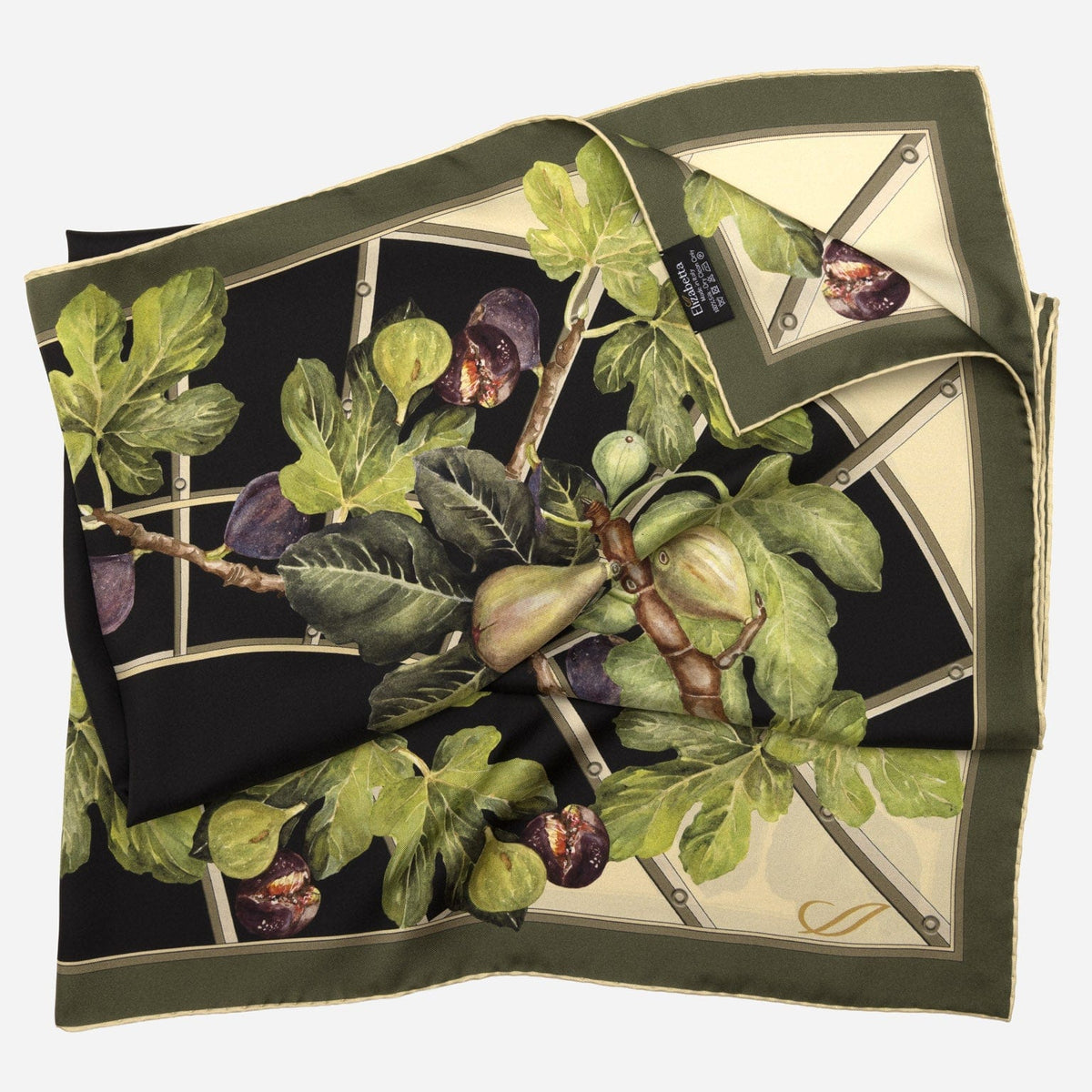 Women's Italian Silk Square Scarf - Black
