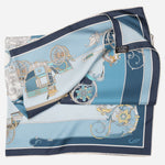Italian Designer Blue Silk Square Scarf