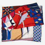 Italian Red and Blue Silk Square Scarf