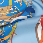 Designer Italian Silk Square Scarf - Blue
