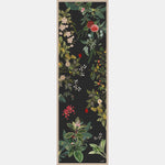 Black Floral Silk Satin Long Scarf