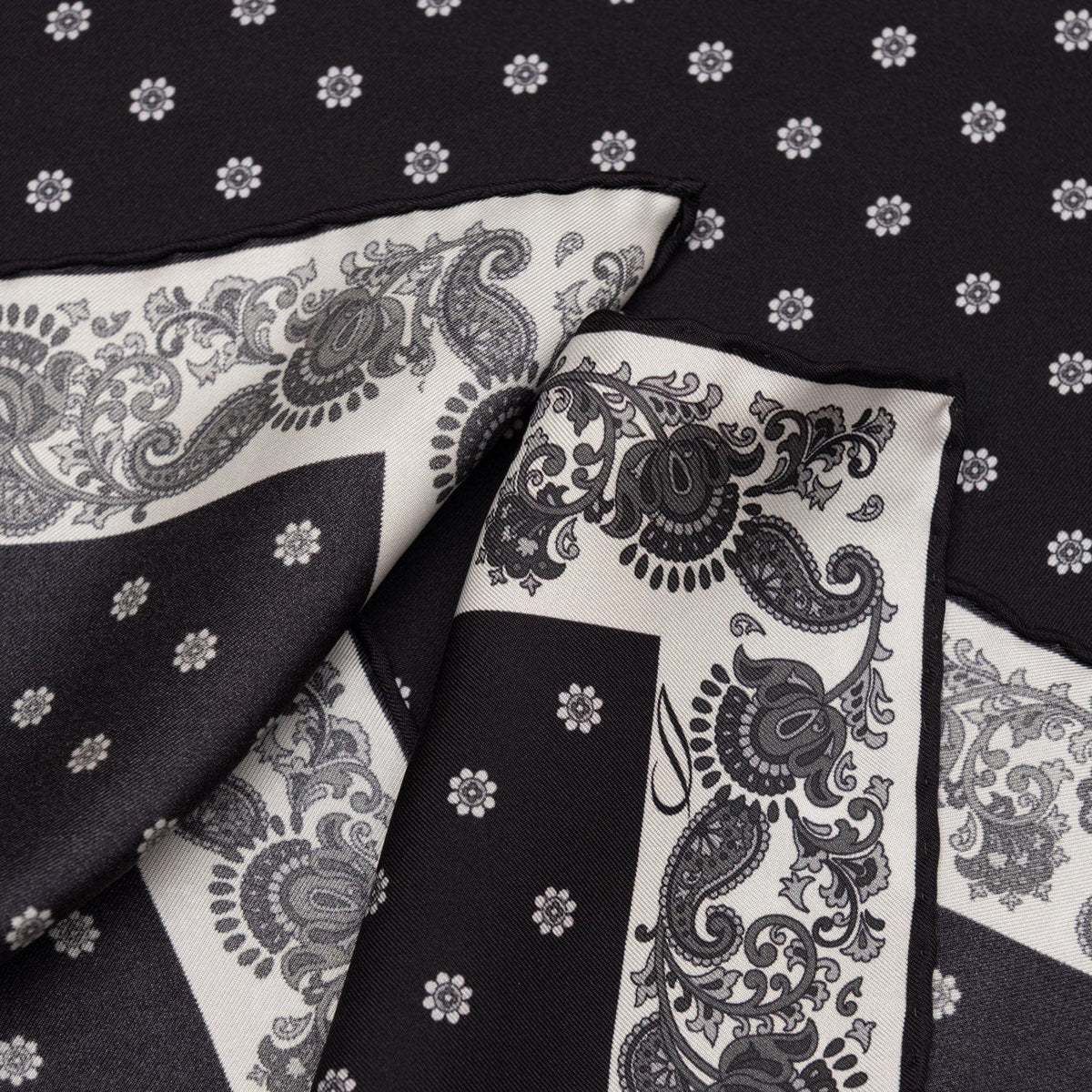 Italian Silk Bandana Neckerchief - Black
