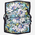 Blue Floral Print Long Silk Scarf