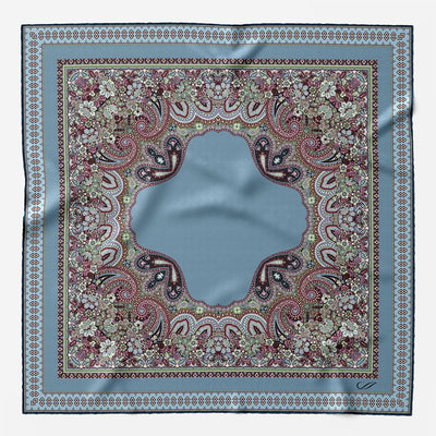 Italian Silk Neckerchief - Paisley Blue