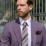 Grey Striped Handmade Italian Silk Tie