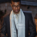 Men's White Italian Silk Dress Scarf