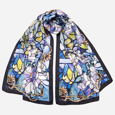 Long Silk Scarf - Lavender Tiffany Glass