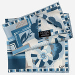 Luxury Blue Floral Silk Pocket Square