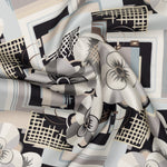 Grey Floral Luxury Silk Pocket Square