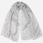 Silver Pearl Floral Silk Evening Shawl