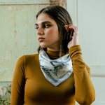 Women's Silk Bandana Blue Floral