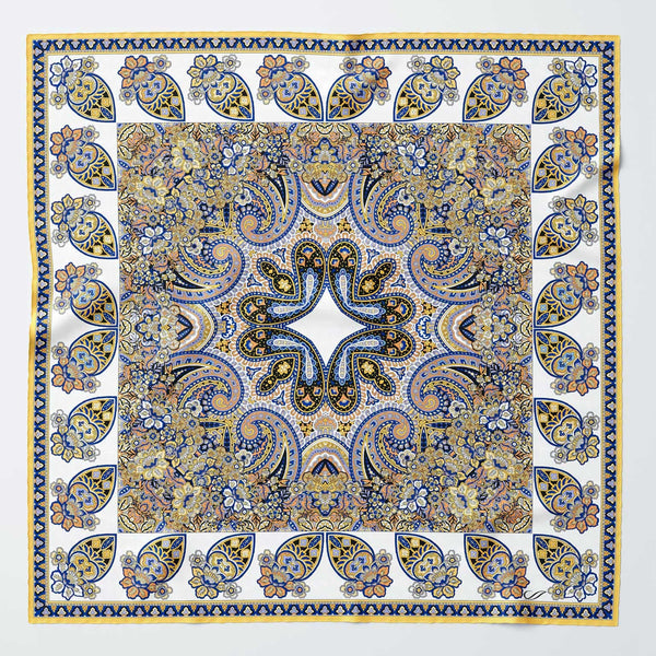 Blue Paisley Silk Italian Pocket Square