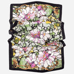 Pink Floral Print Silk Satin Long Scarf