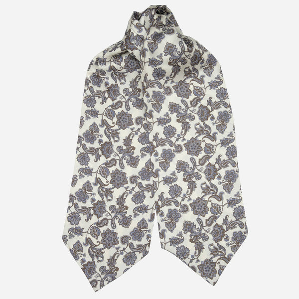 Ivory Paisley Italian Silk Ascot Tie