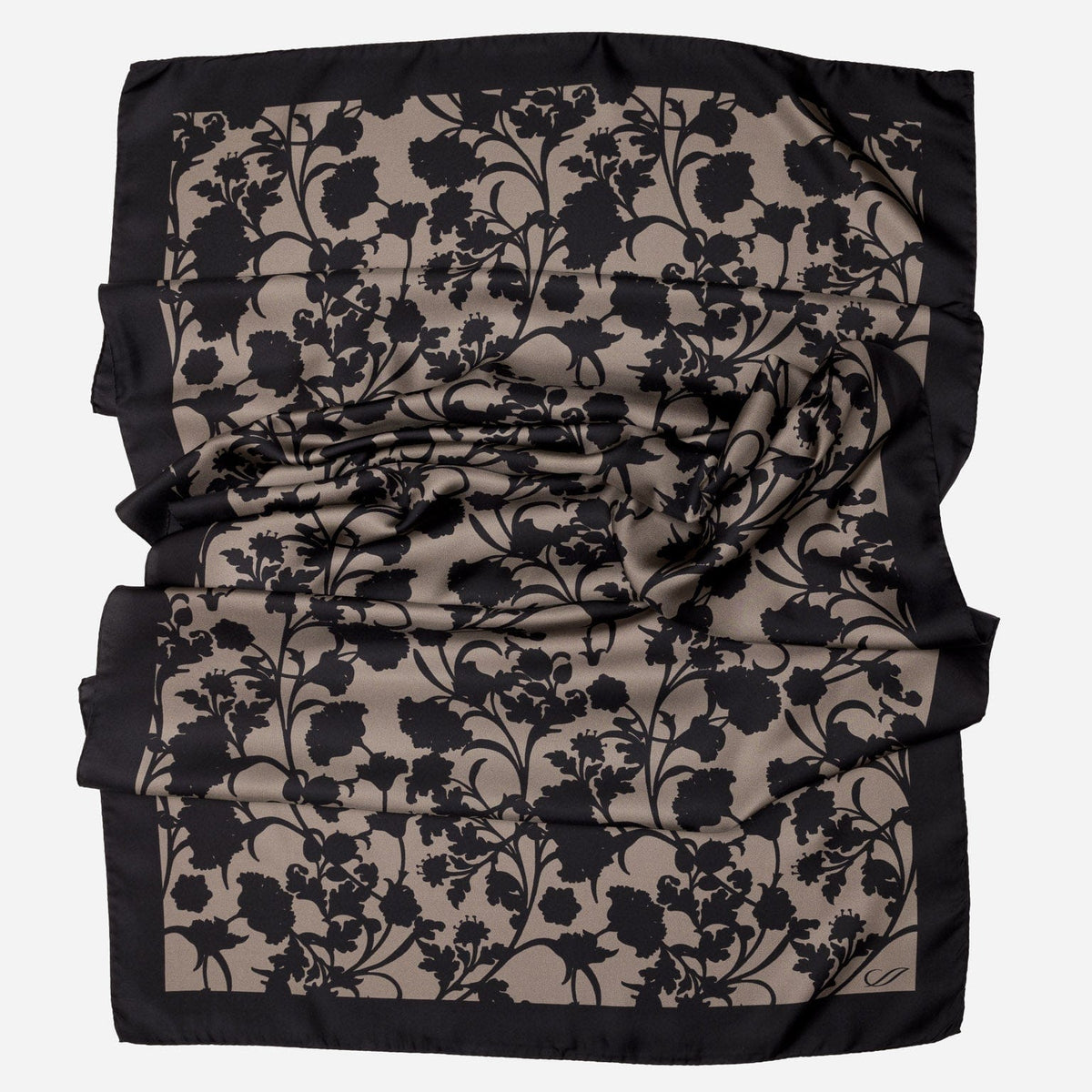 Black Floral Italian Silk Evening Shawl