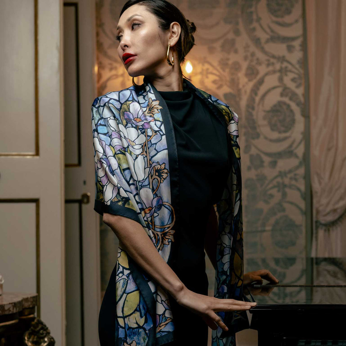 Italian designer luxury silk long scarf