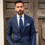 Men's luxury hand rolled silk pocket square double sided print