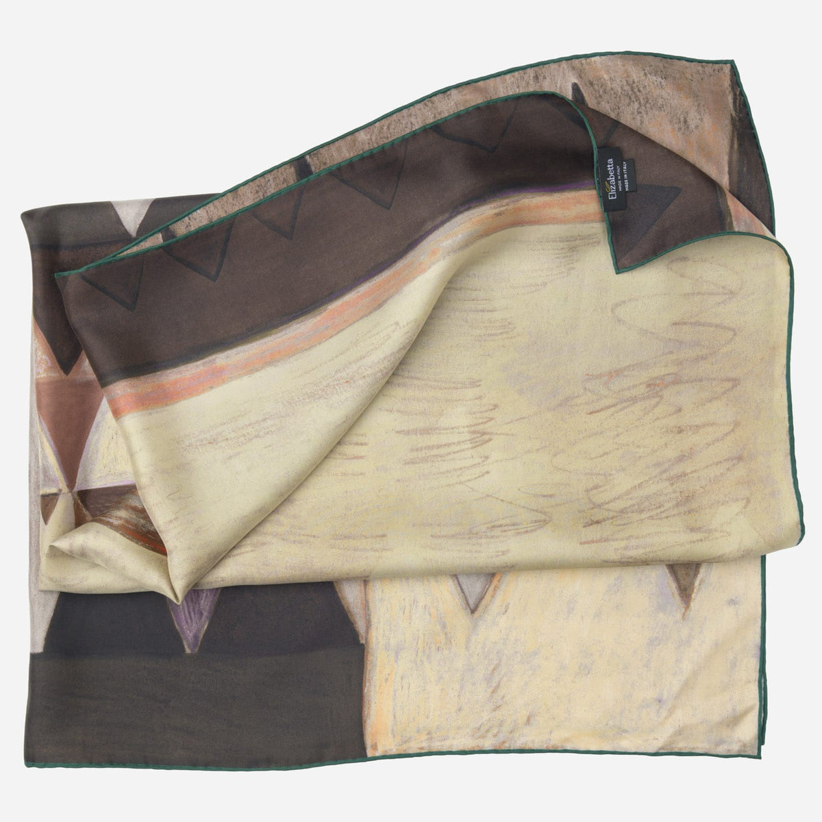 Brown Italian Designer Silk Scarf