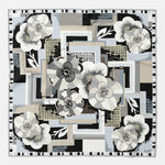 Grey Floral Luxury Silk Pocket Square