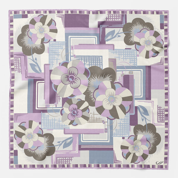 Lavender Floral Italian Silk Pocket Square