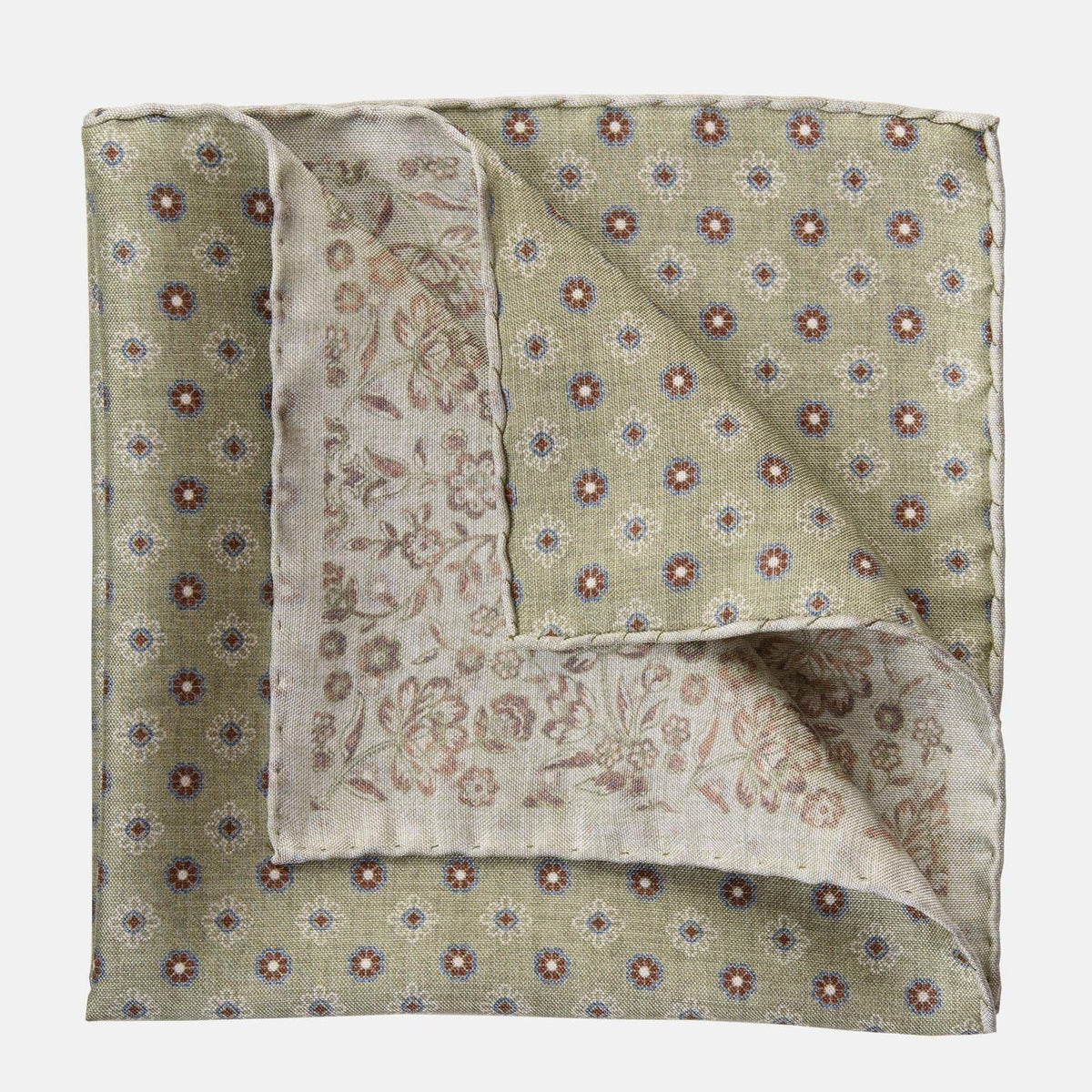 Sage Green Double Sided Silk Pocket Square