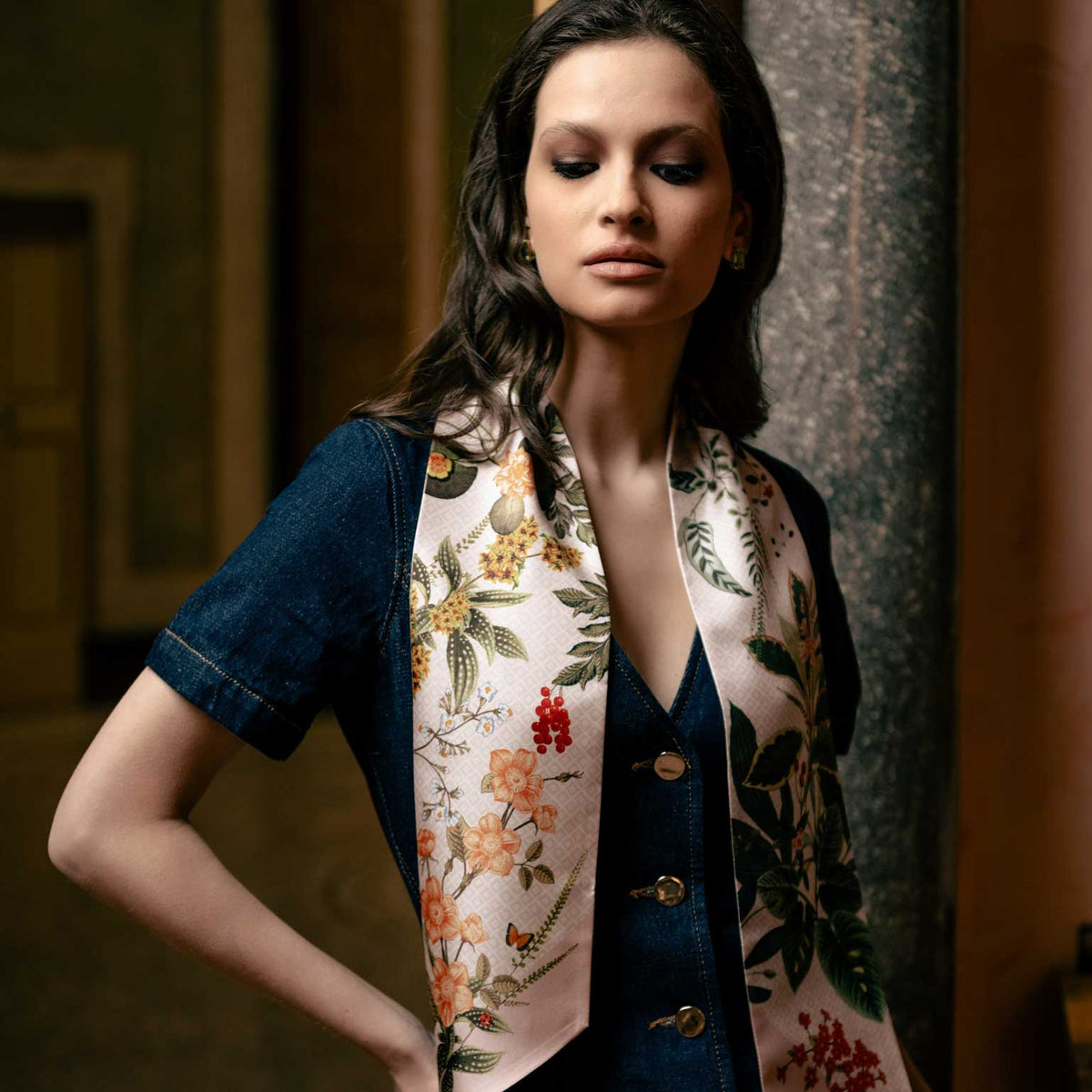 Women's luxury silk large skinny scarf made in Italy