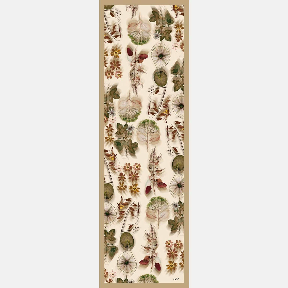 Women's Italian Long Silk Scarf Beige Floral